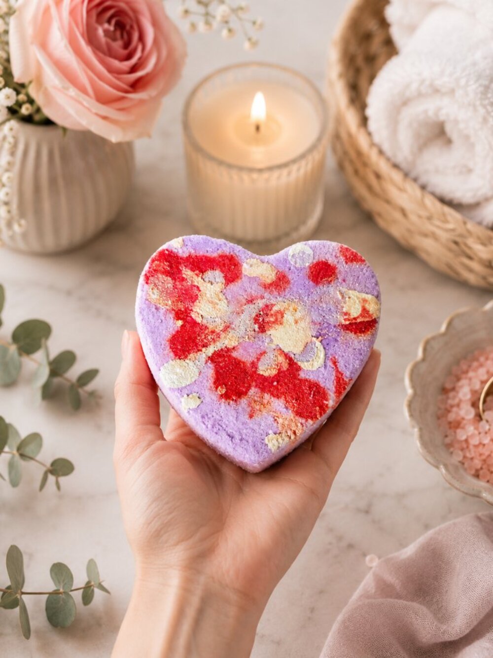 Bath Bombs Heart Design Butterfly Garden Scented Handmade Spa Gift Bath Bomb